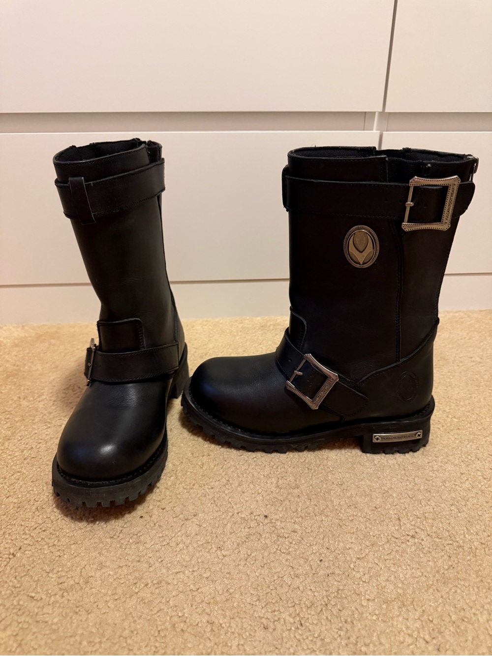Vulcan V-120 Women's Inferno Black Leather Motorcycle Engineer Boots Size 6